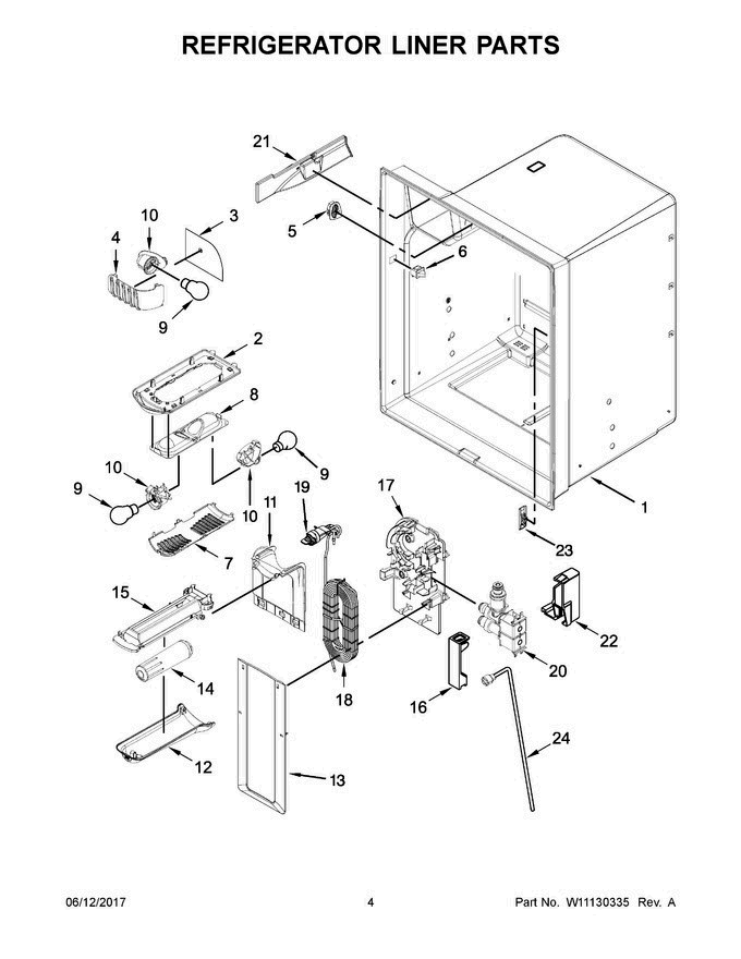 03 - Refrigerator Liner Parts Diagram and Parts List for JFI2089AEP14  Jenn-Air Refrigerator