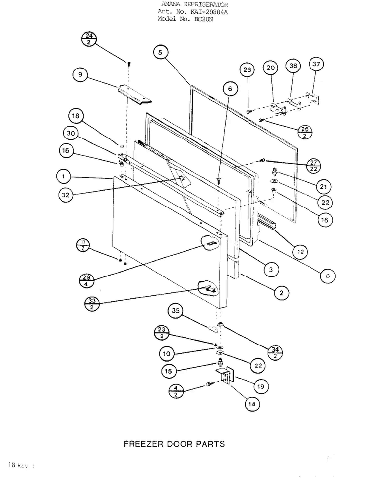 Parts List For Bottom Mount Refrigerator Diagram and Parts List for 20804A  Amana Refrigerator