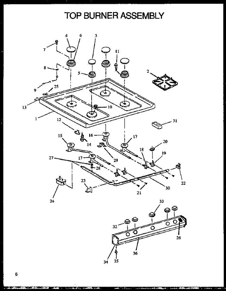 TOP BURNER ASSY Diagram and Parts List for RLS363UW P1142377N W Amana Range