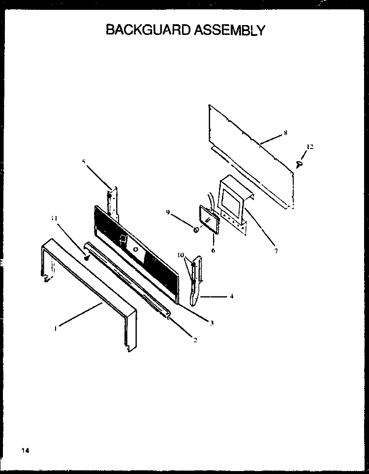 BACKGUARD ASSY Diagram and Parts List for RLS363UW P1142377N W Amana Range
