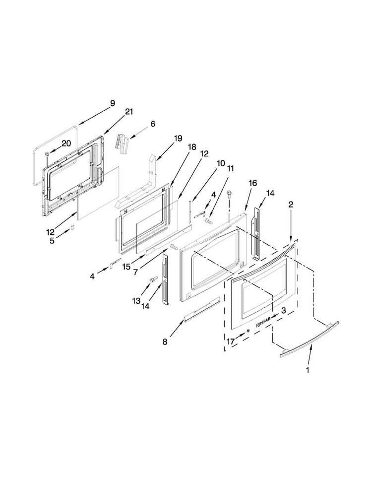 Door Parts Diagram and Parts List for JGS9900CDS02  Jenn-Air Range
