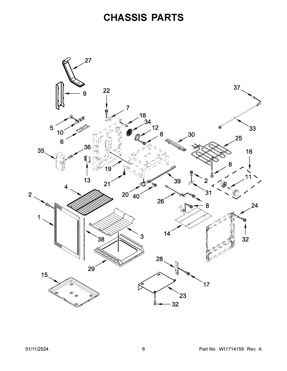 Chassis Parts Diagram and Parts List for YMER8800FZ7  Maytag Range