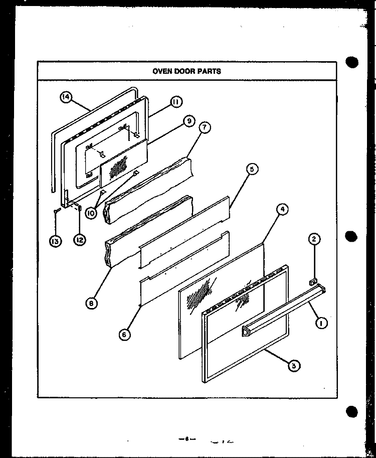 OVEN DOOR PARTS Diagram and Parts List for RJS369  Caloric Cooktop