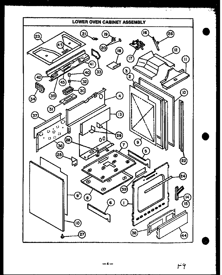 LOWER OVEN CABINET ASSY Diagram and Parts List for RSS369  Caloric Range