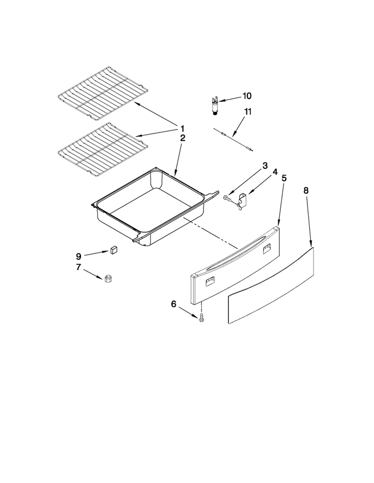 Drawer And Rack Parts Diagram and Parts List for JES8850CAS02  Jenn-Air Range