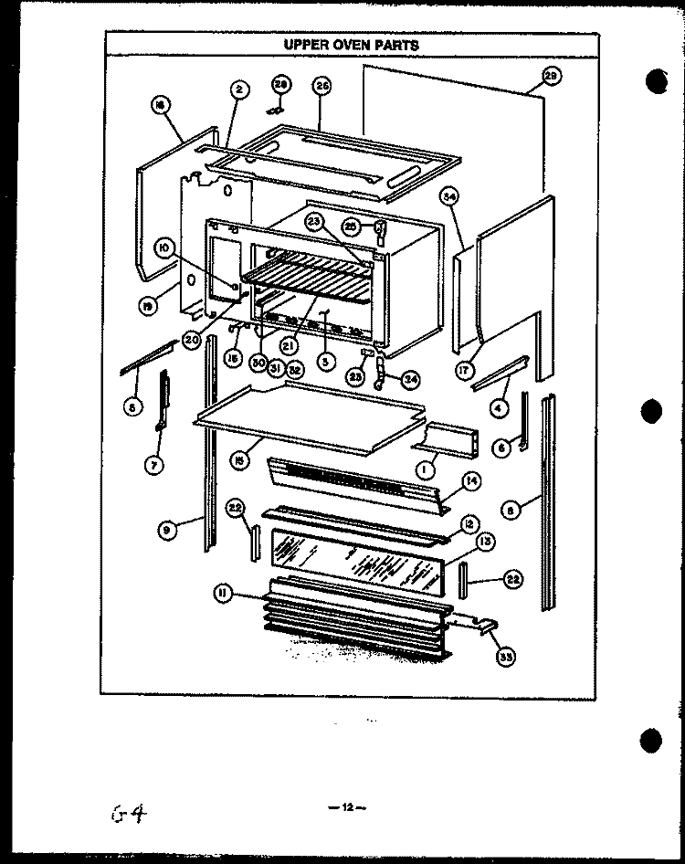 UPPER OVEN PARTS Diagram and Parts List for RSS369  Caloric Range