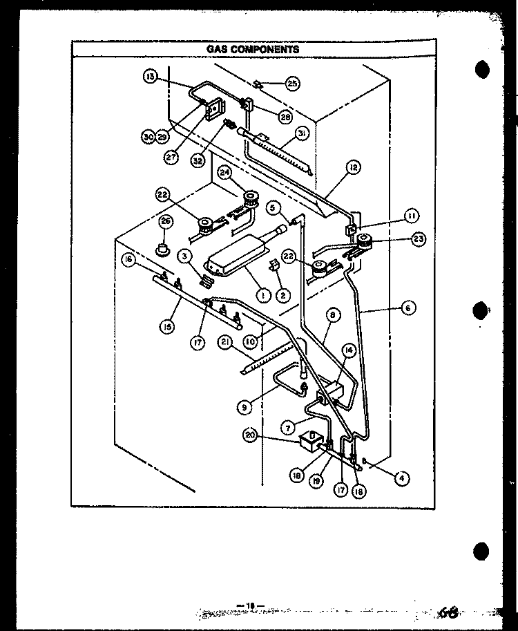 GAS COMPONENTS Diagram and Parts List for RSS369  Caloric Range