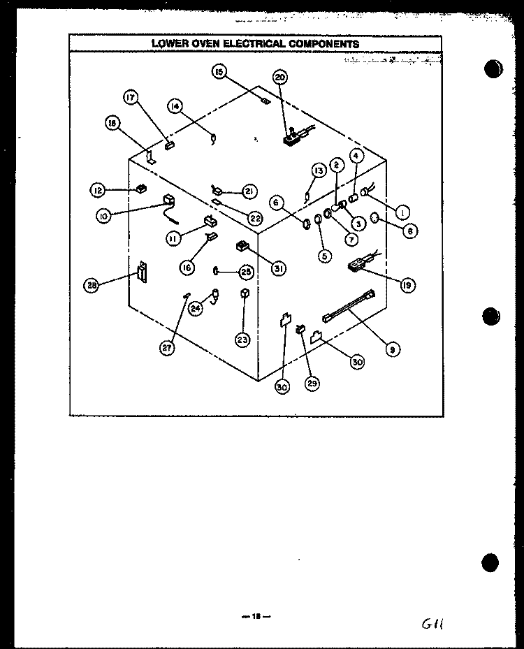LOWER OVEN ELECTRICAL COMPONENTS Diagram and Parts List for RSS369  Caloric Range