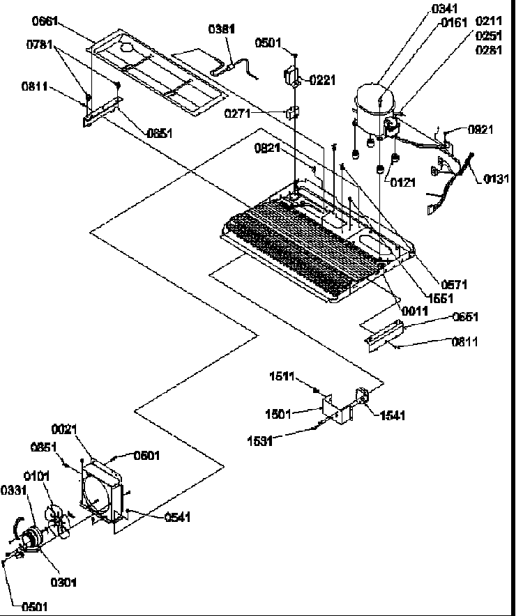Machine Compartment & Muffler Assy Diagram and Parts List for 58635-P1317501WE  Amana Refrigerator
