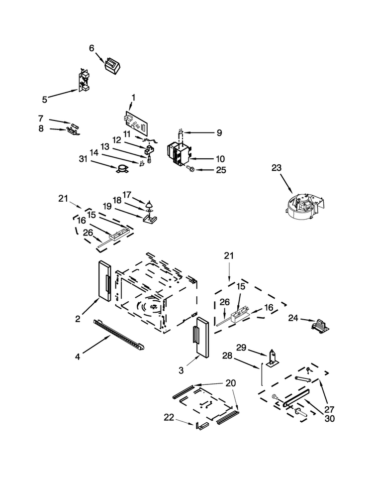 Cabinet And Stirrer Parts Diagram and Parts List for MMW7730DE01  Maytag Microwave