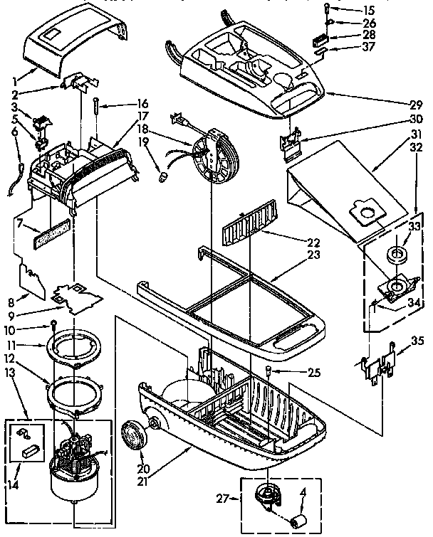 Vacuum Cleaner Parts Diagram and Parts List for 1162304590  Kenmore Canister Vacuum