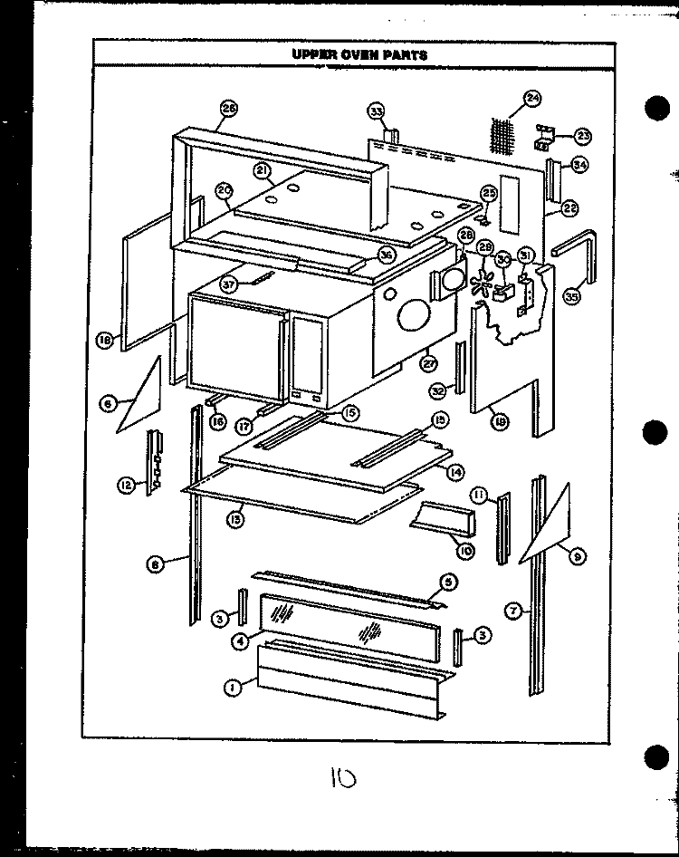 UPPER OVEN PARTS Diagram and Parts List for RKS394  Caloric Microwave Oven Combo