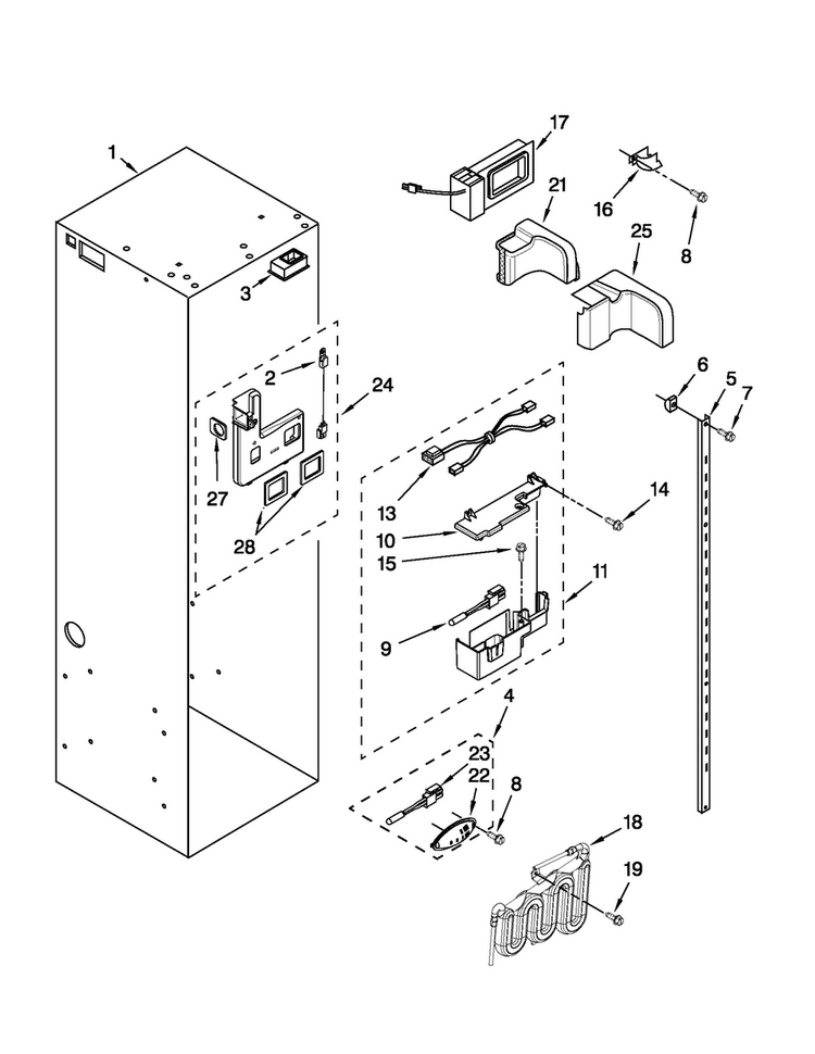 Refrigerator Liner Parts Diagram and Parts List for JS48CXDBDB13  Jenn-Air Refrigerator