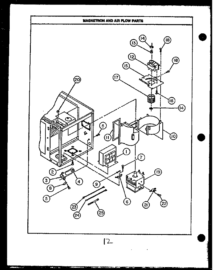 MAGNETRON AND AIR FLOW PARTS Diagram and Parts List for RKS394  Caloric Microwave Oven Combo