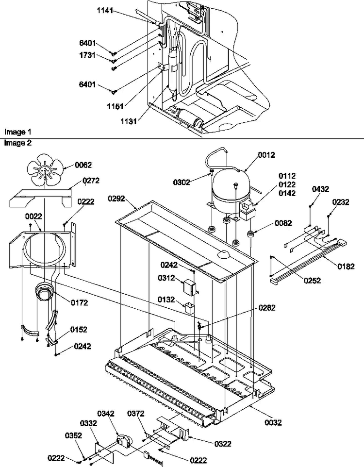 Machine Compartment Assembly Diagram and Parts List for BR22VW-P1321505WW  Amana Refrigerator