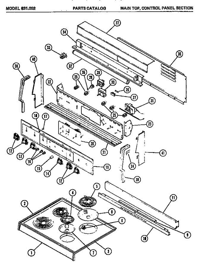 02 - Main Top Diagram and Parts List for 631002  Litton Microwave Oven Combo