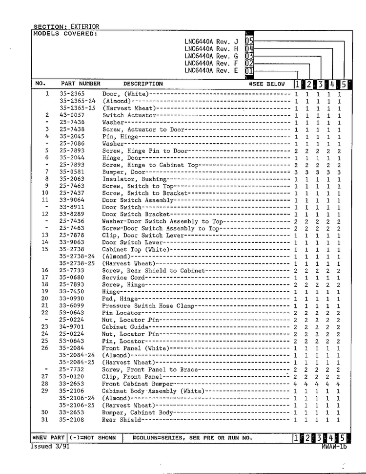 Exterior Page 4 Diagram and Parts List for 6440A REV J Norge Washer