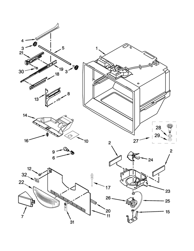 Freezer Liner Parts Diagram and Parts List for MFC2062DEM01  Maytag Refrigerator
