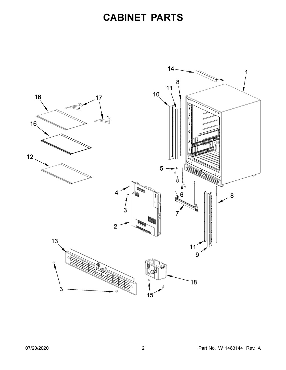 Cabinet Parts Diagram and Parts List for JUGFR242HX01  Maytag Wine and Beverage Cooler