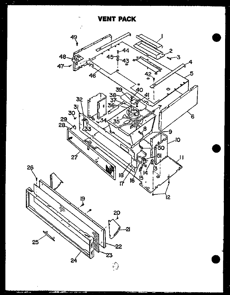 VENT PACK Diagram and Parts List for PKI121  Amana Wall Oven