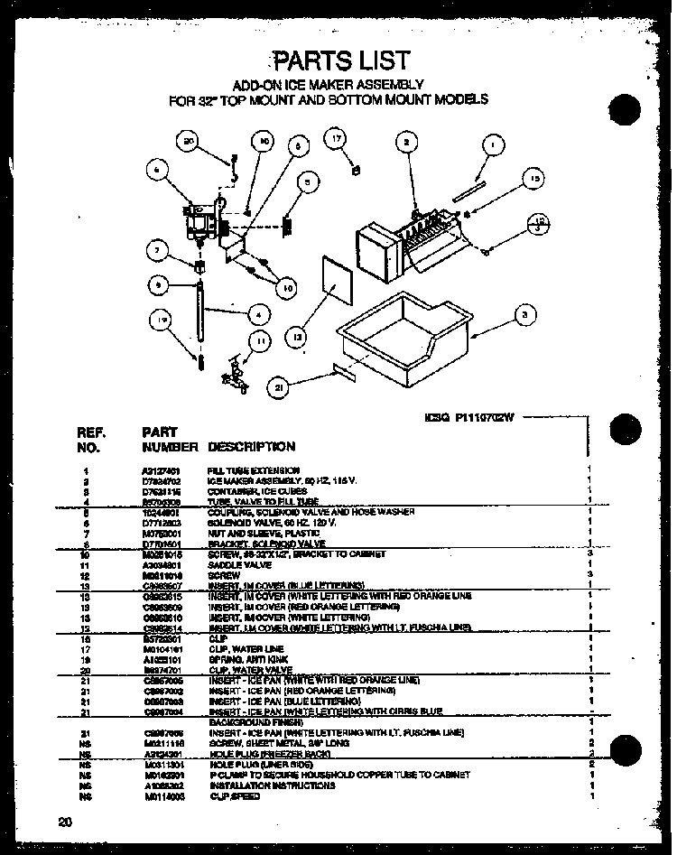 Section 9 Diagram and Parts List for TRG18QB3G-P1111315WG  Amana Refrigerator