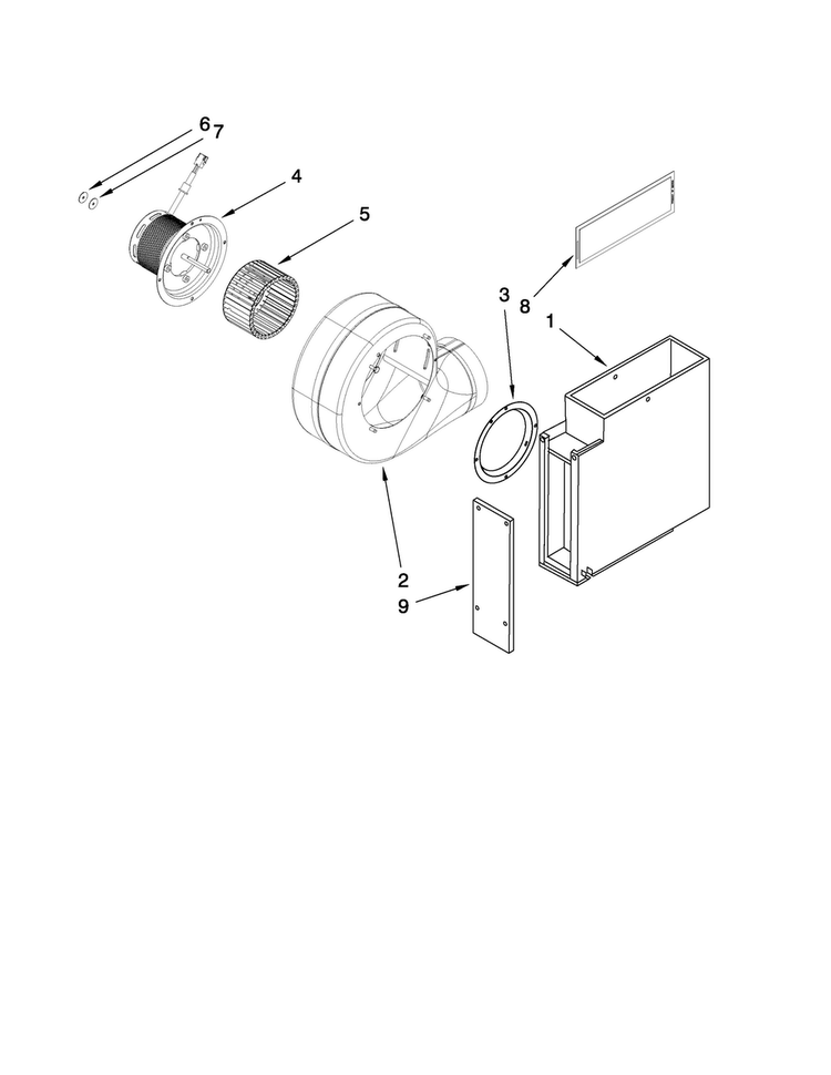 Blower Unit Parts Diagram and Parts List for JED3536WF00  Jenn-Air Cooktop