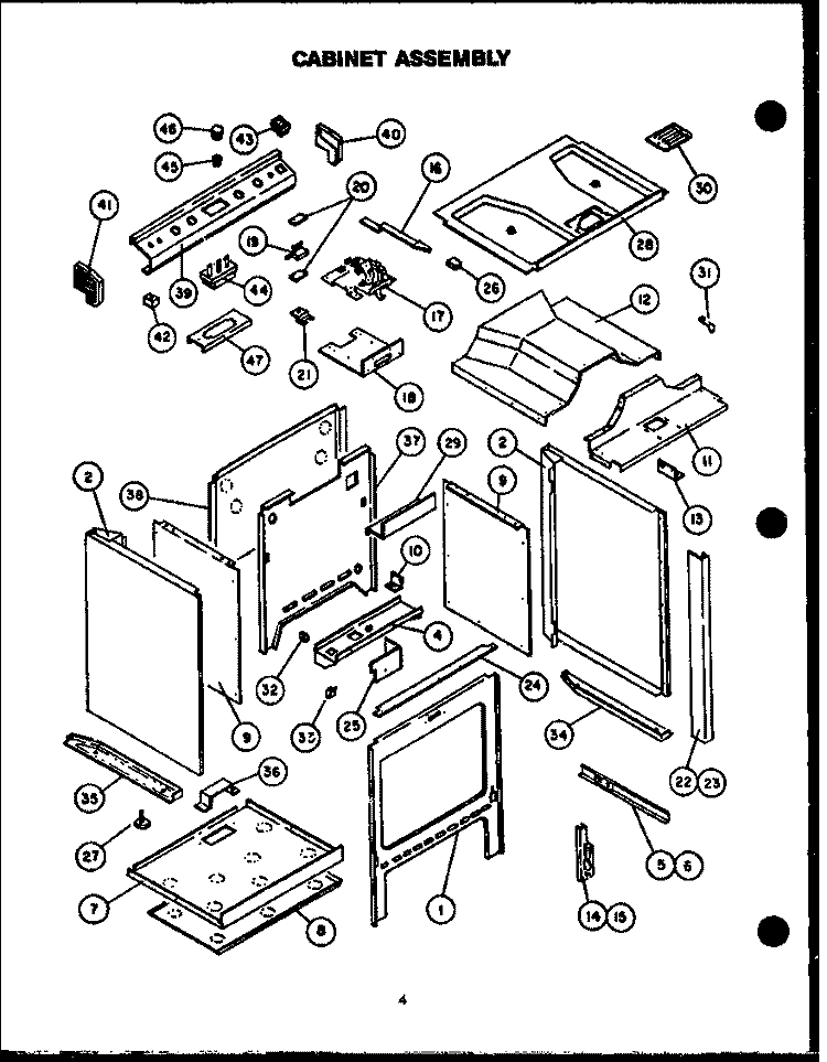 CABINET ASSY Diagram and Parts List for RSS307-OF RSS3070OF Caloric Range