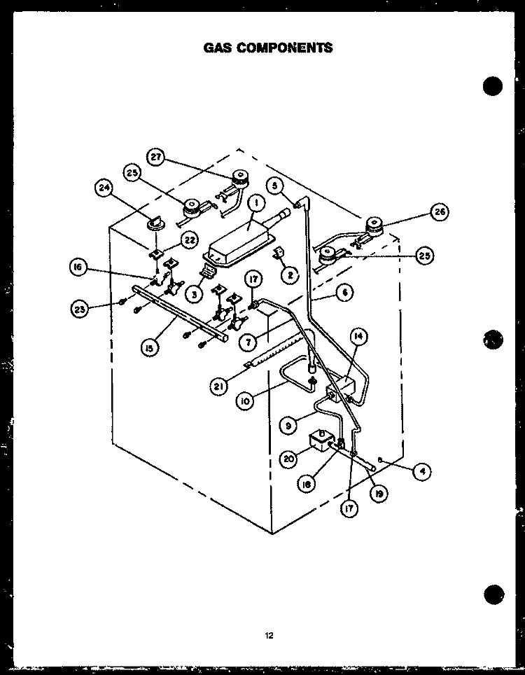 GAS COMPONENTS Diagram and Parts List for RSS307-OF RSS3070OF Caloric Range