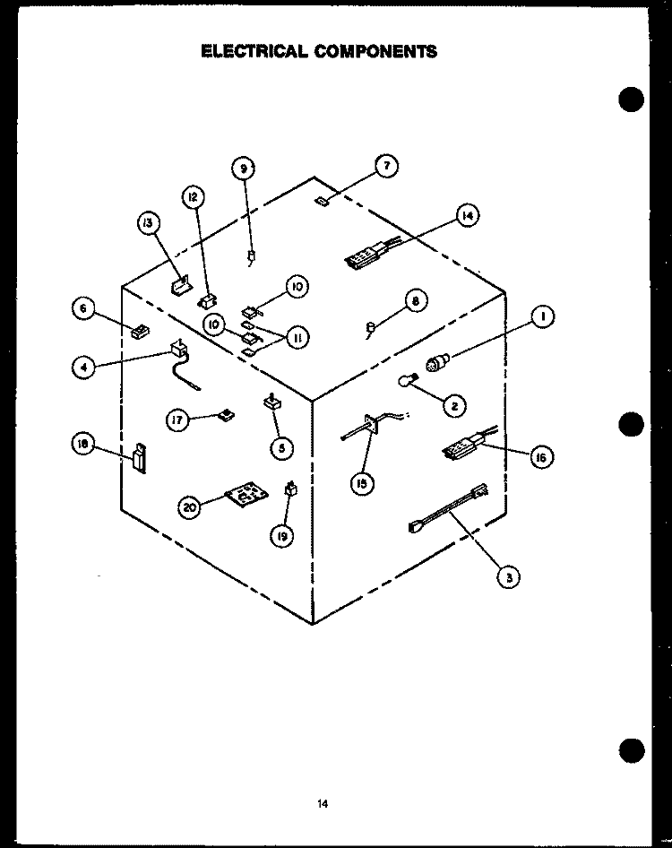 ELECTRICAL COMPONENTS Diagram and Parts List for RSS307-OF RSS3070OF Caloric Range