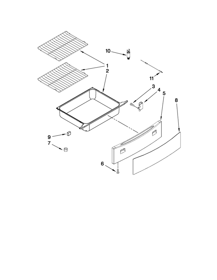 Drawer And Rack Parts Diagram and Parts List for JES8850CAB01  Jenn-Air Range