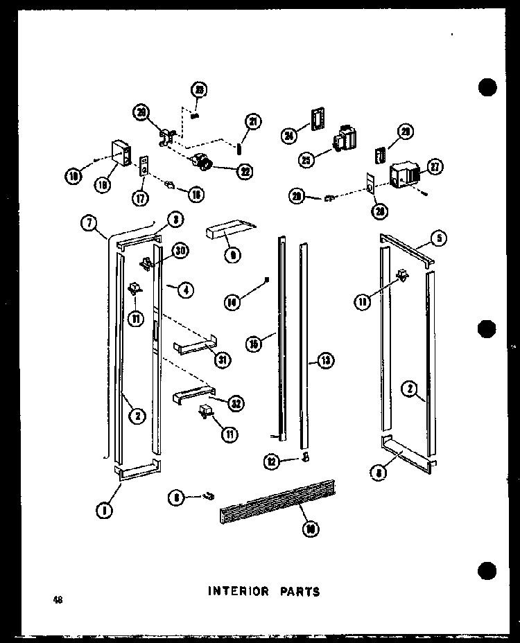 Interior Parts Diagram and Parts List for SRI19W-A-P60350-49WA  Amana Refrigerator