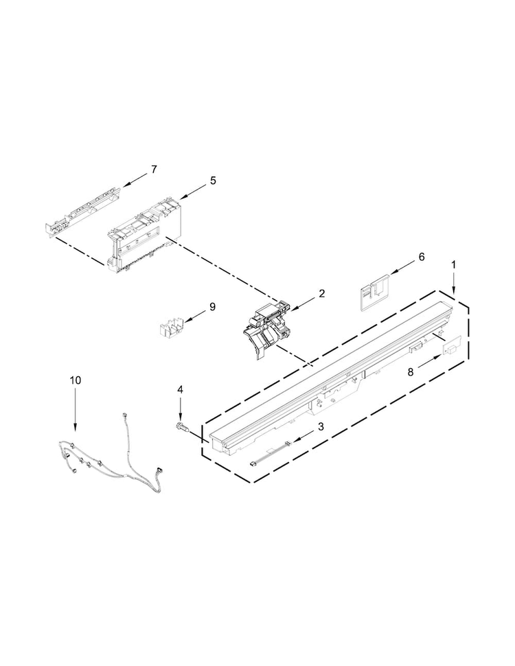 Control Panel And Latch Parts Diagram and Parts List for JDB9000CWS1  Jenn-Air Dishwasher