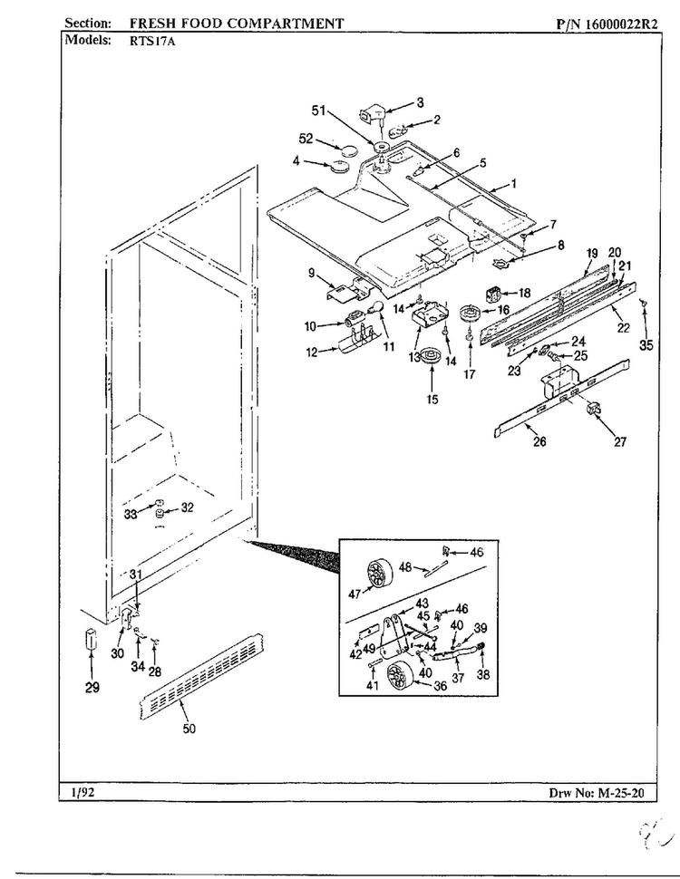 Fresh Food Compartment Diagram and Parts List for 17694  Maytag Refrigerator