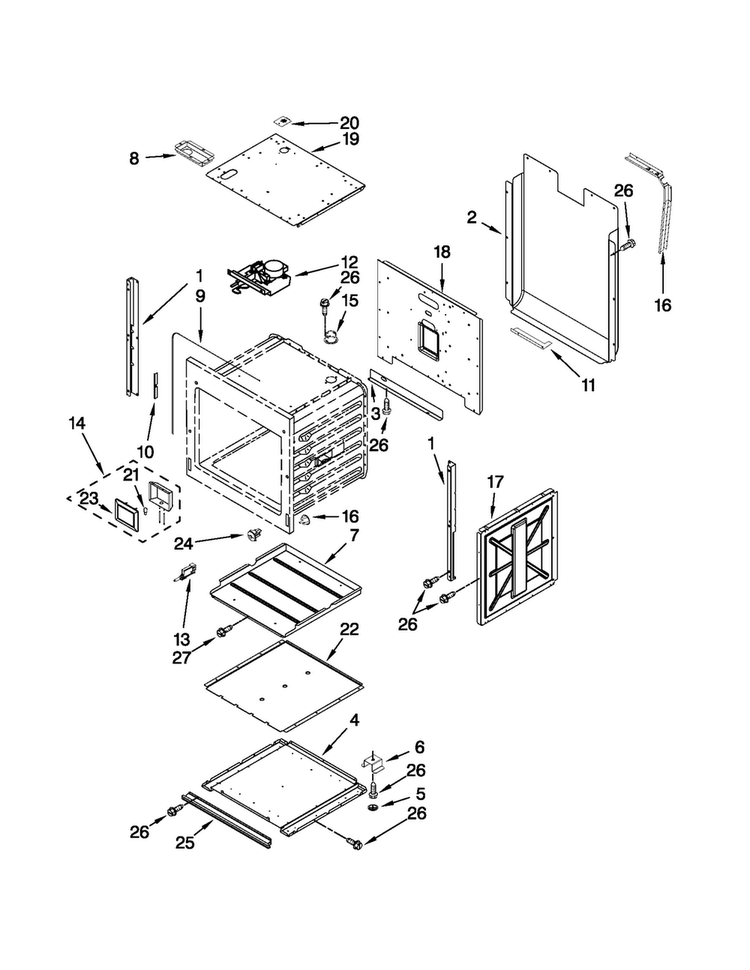 Lower Oven Parts Diagram and Parts List for JJW2827WB00  Jenn-Air Wall Oven