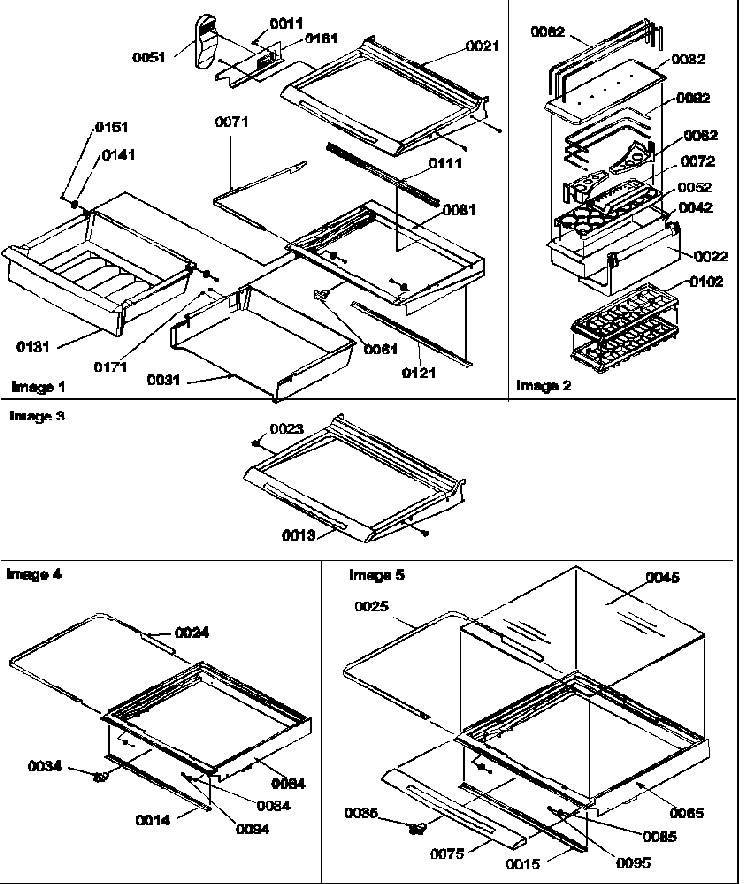 Deli, Shelves, Crisper Assemblies And Accessories Diagram and Parts List for 58635-P1317501WE  Amana Refrigerator