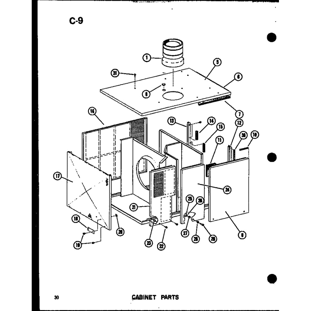 Cabinet Parts 1 Diagram and Parts List for EPCG6017-3B P67470-8C Amana Air Conditioner