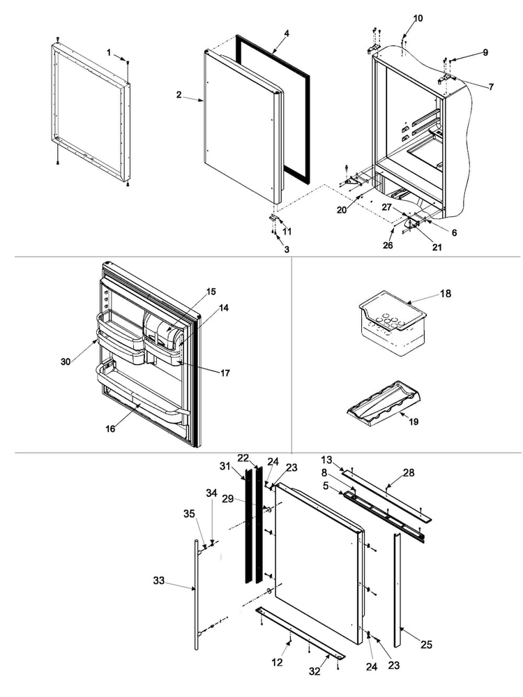 Refrigerator Door Diagram and Parts List for JCB2058GEW-PJCB205  Jenn-Air Refrigerator
