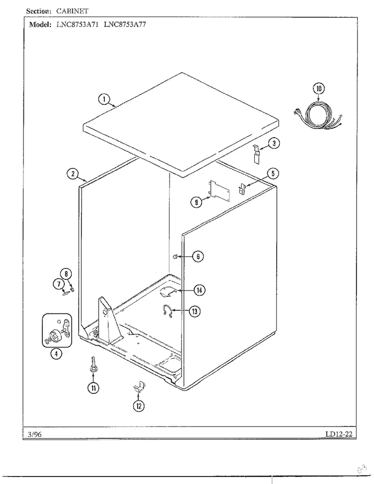 Cabinet Diagram and Parts List for LNC-8753A77  Maytag Dryer