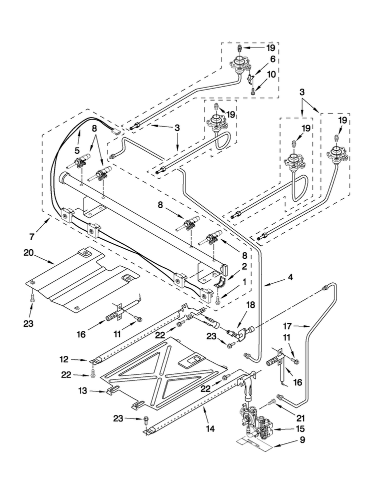 Manifold Parts Diagram and Parts List for AGR6011VDS3  Amana Range