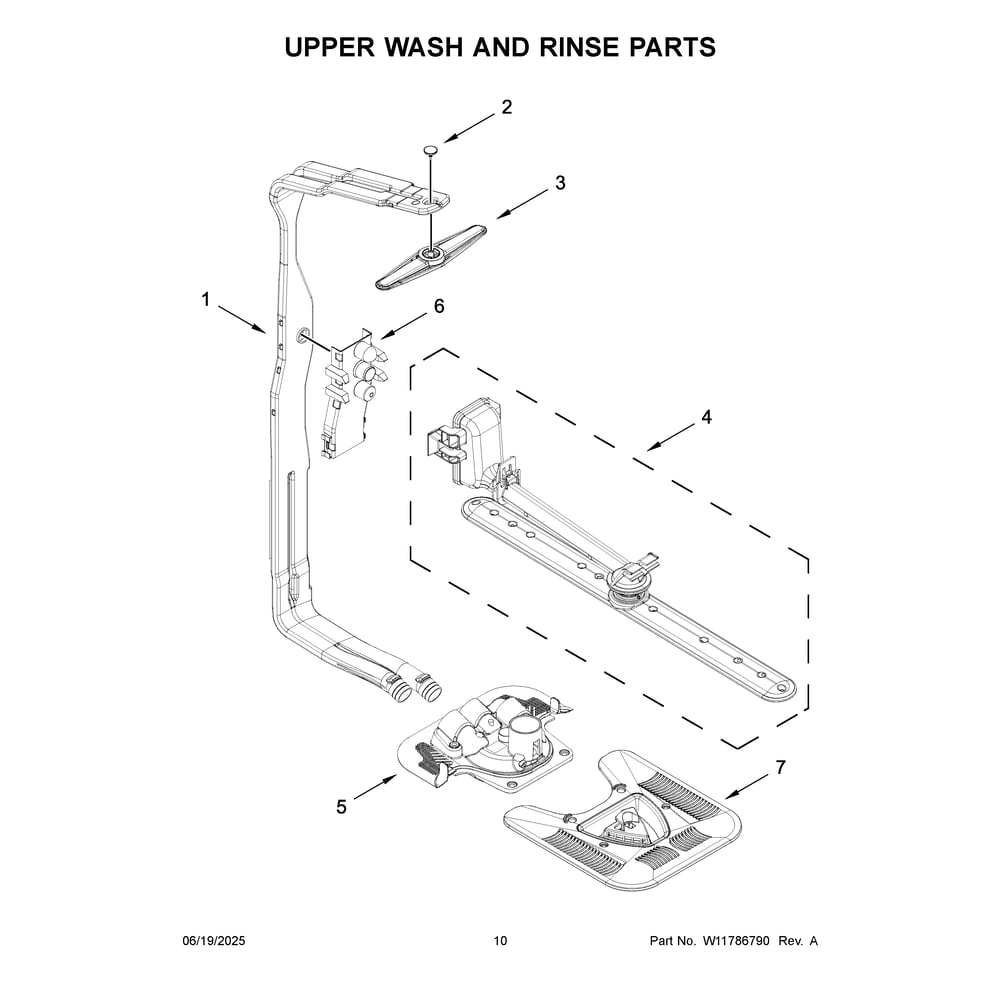 Upper Wash And Rinse Parts Diagram and Parts List for MDB7959SKZ4  Maytag Dishwasher