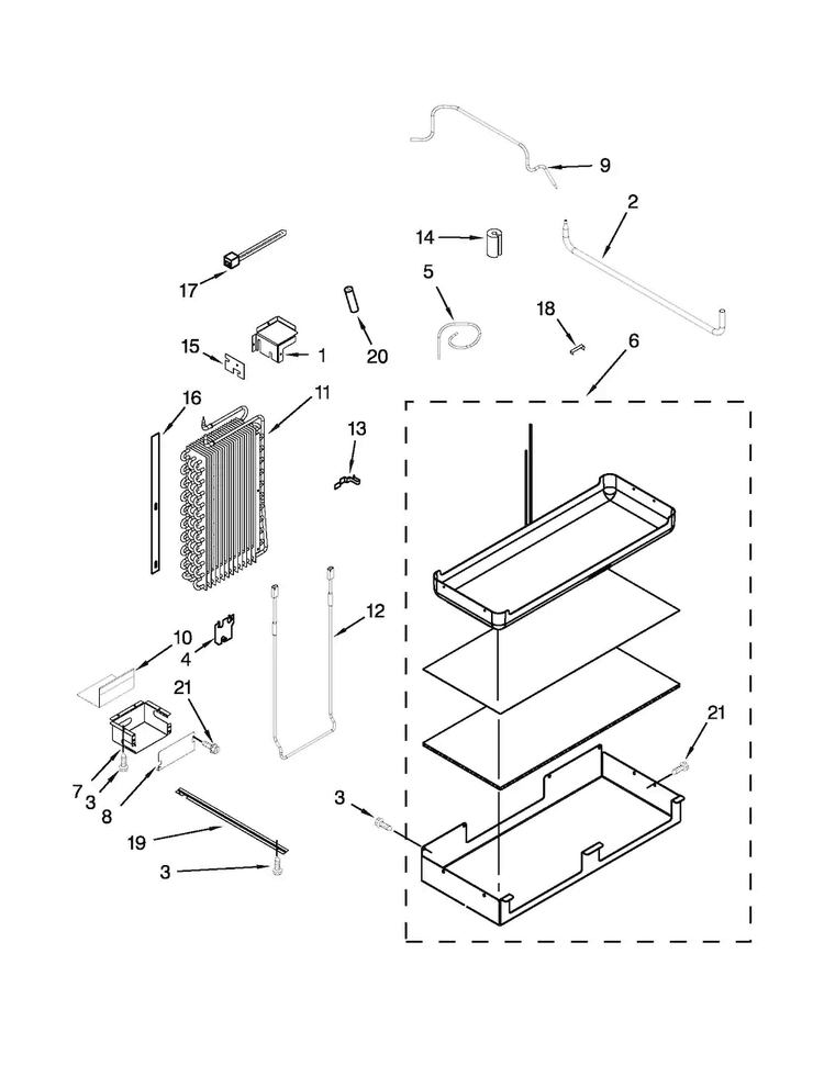 Lower Unit And Tube Parts Diagram and Parts List for JS48PPDUDB16  Jenn-Air Refrigerator