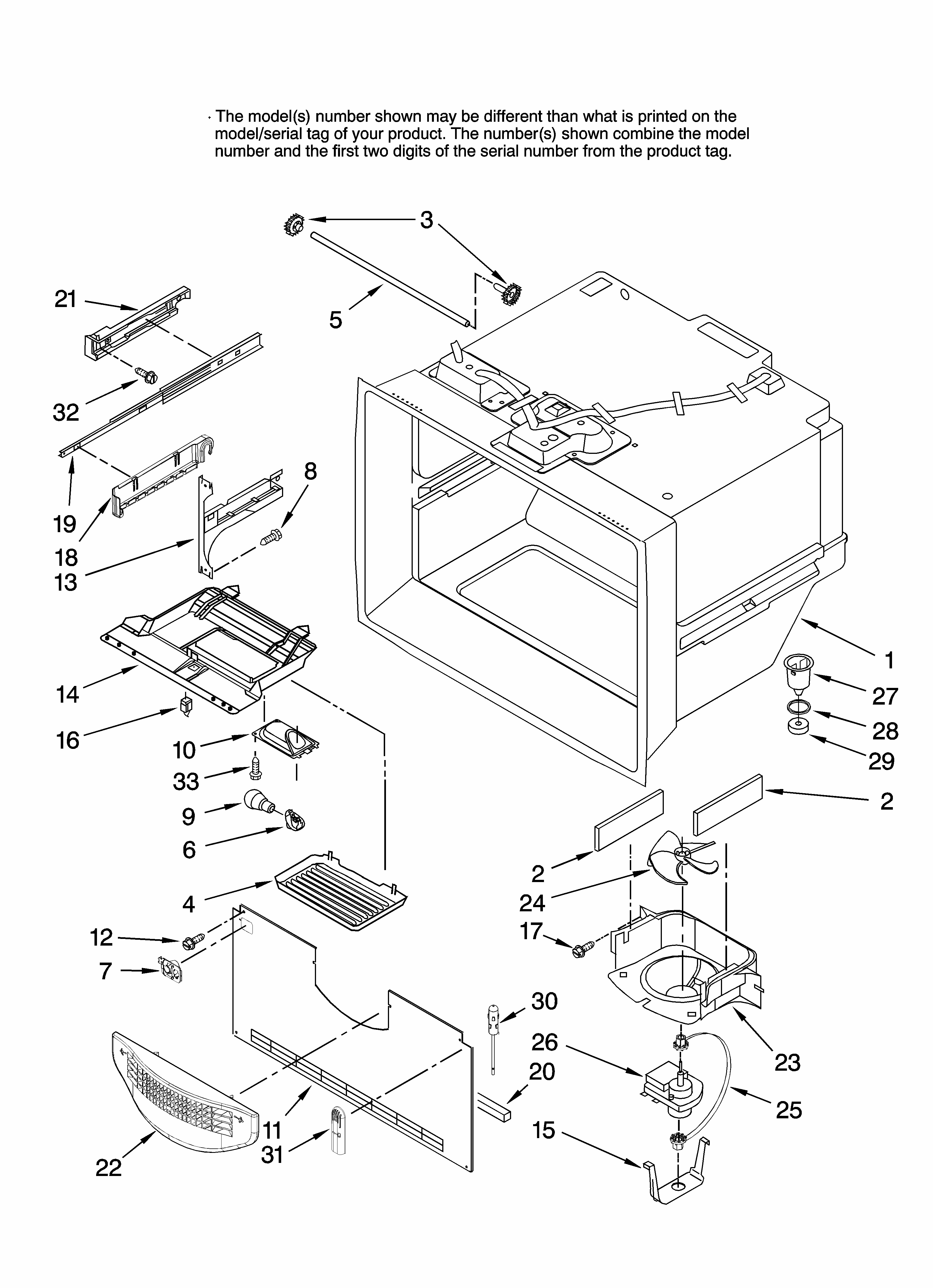Freezer Liner Parts Diagram and Parts List for G37025PEAW10  Maytag Refrigerator