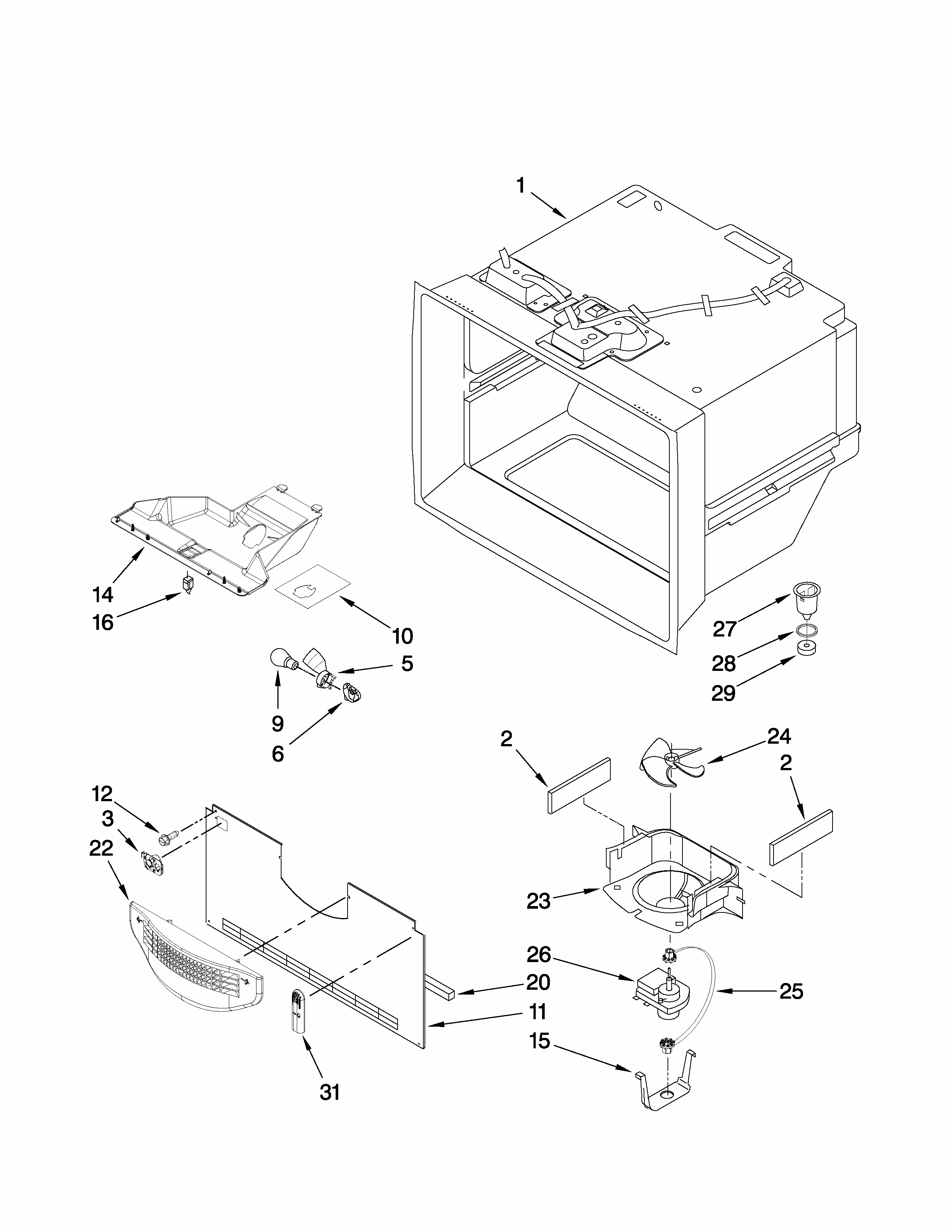 Freezer Liner Parts Diagram and Parts List for GB5525PEAS3  Maytag Refrigerator