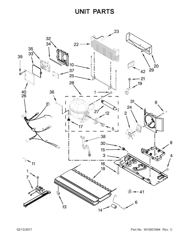 Unit Parts Diagram and Parts List for JFC2290REP00  Jenn-Air Refrigerator