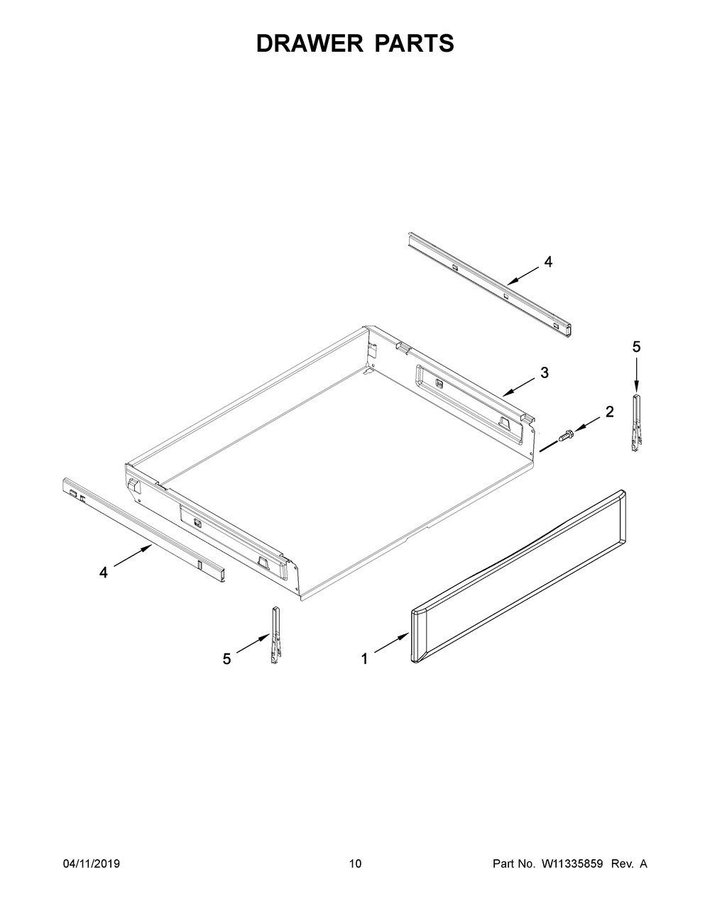 Drawer Parts Diagram and Parts List for YMER8800HK0  Maytag Range