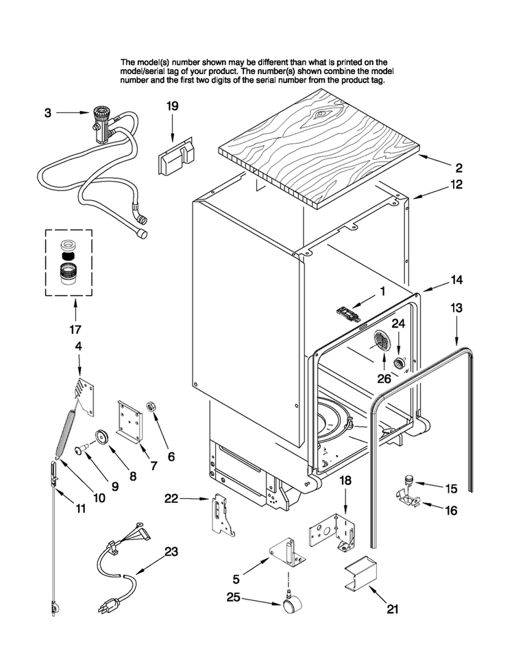 Tub And Frame Parts Diagram and Parts List for MDC4650AWB2  Maytag Dishwasher