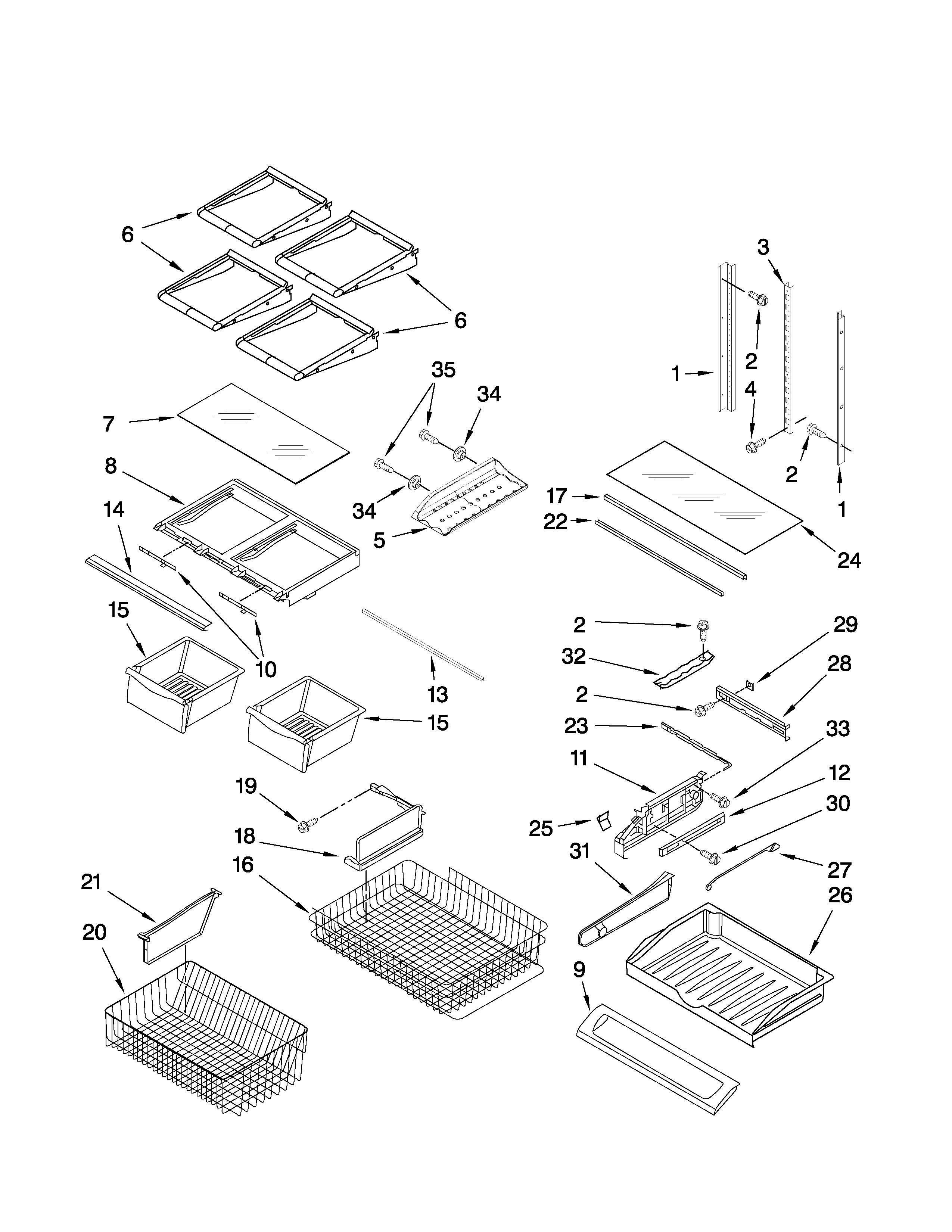Shelf Parts Diagram and Parts List for GB2026PEKB3  Amana Refrigerator