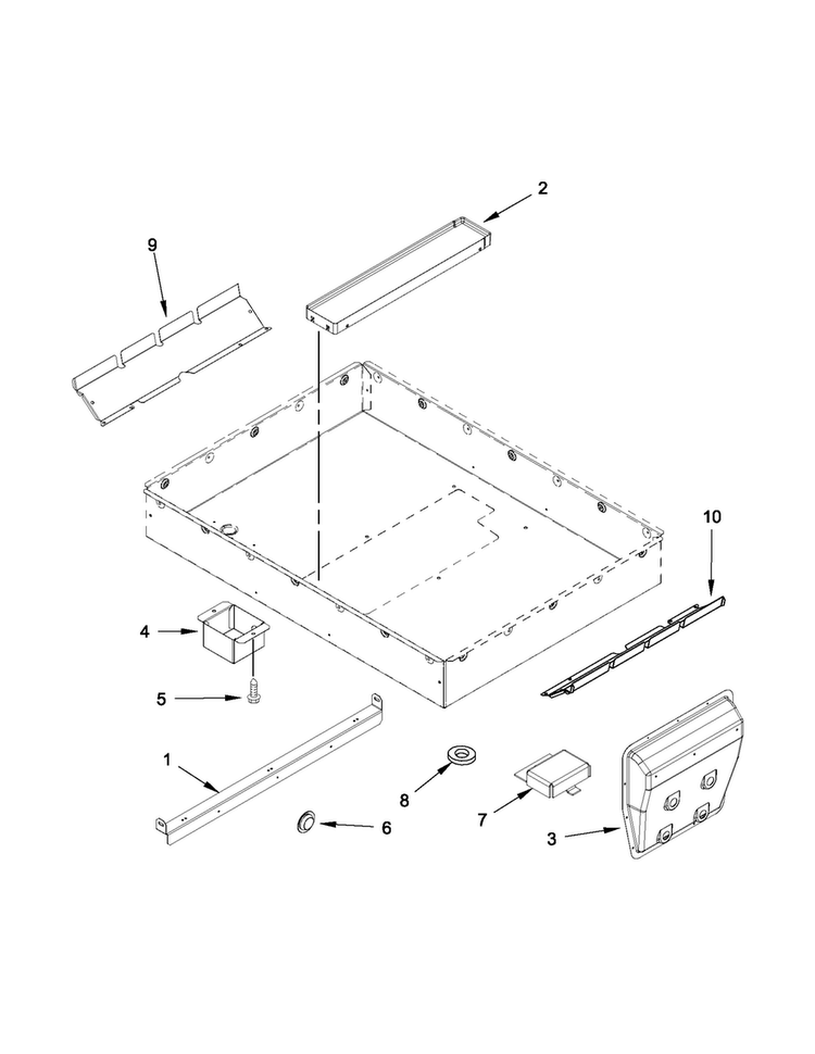 Burner Box Assy Diagram and Parts List for JED4536WR02  Jenn-Air Cooktop
