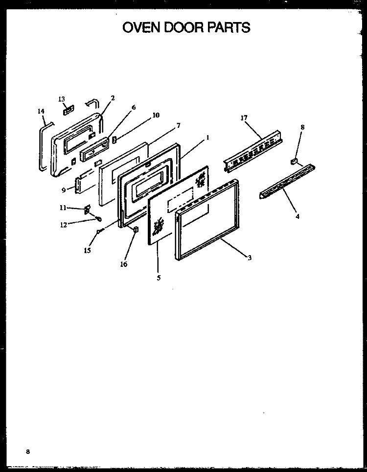 OVEN DOOR PARTS Diagram and Parts List for PHU201UB1 P1130740N Amana Range