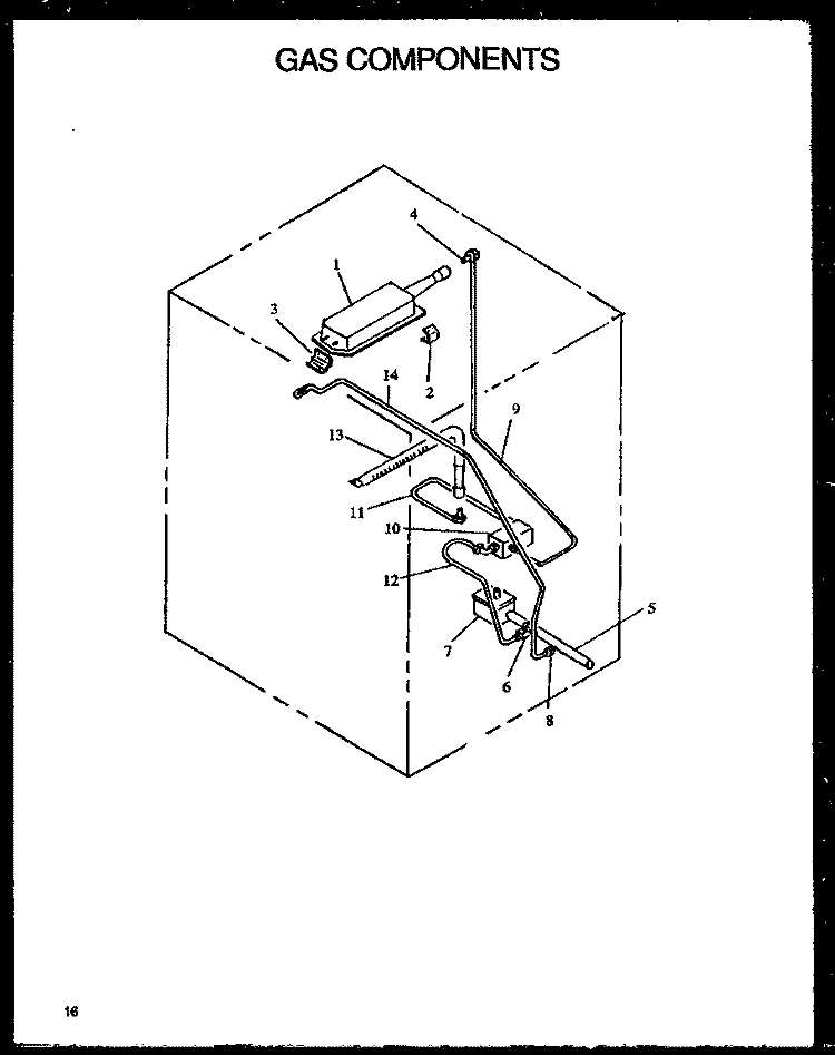 GAS COMPONENTS Diagram and Parts List for PHU201UB1 P1130740N Amana Range